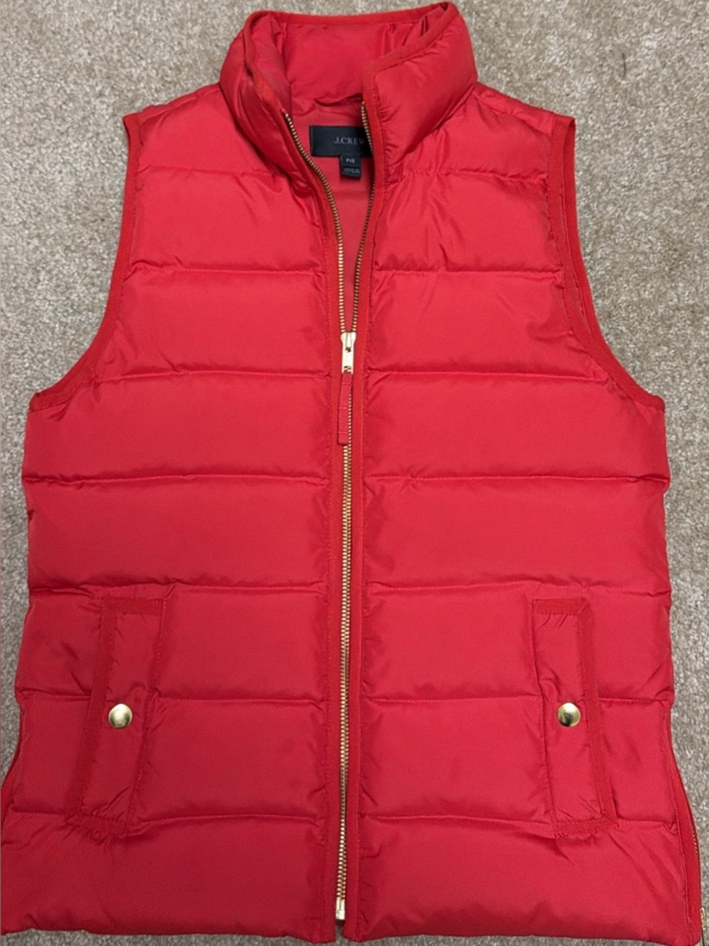 J. Crew Red Quilted Jacket Vest with Gold Hardware